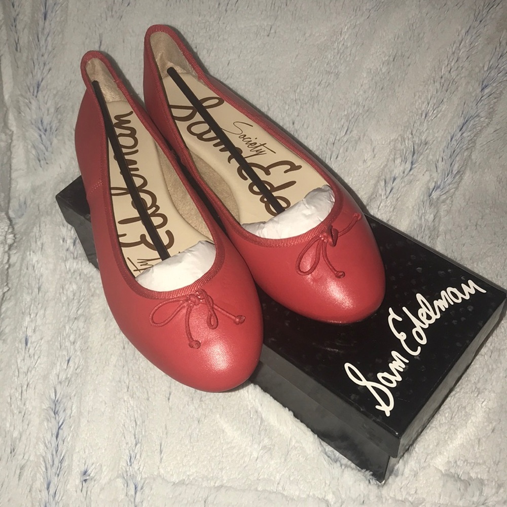 NWT Sam Edelman Red Leather Ballet Flats